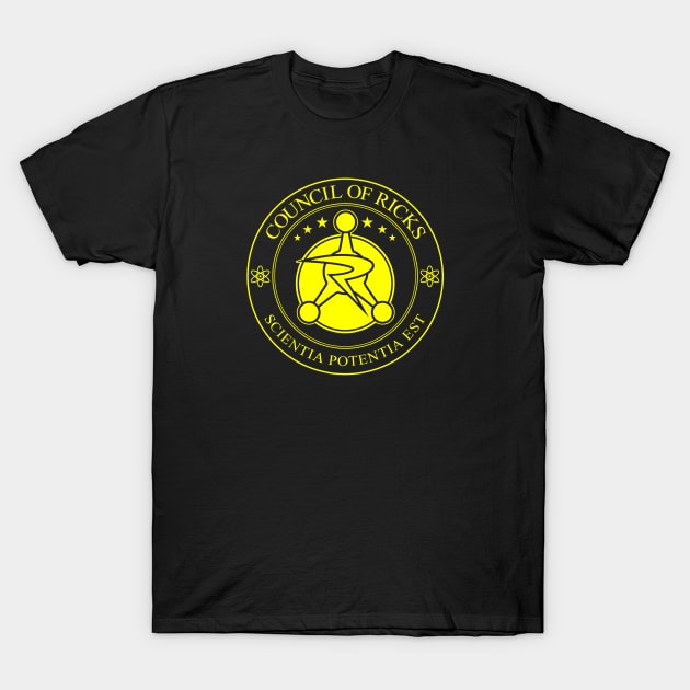 Council of Ricks (Black Print) T-Shirt by Nerdology